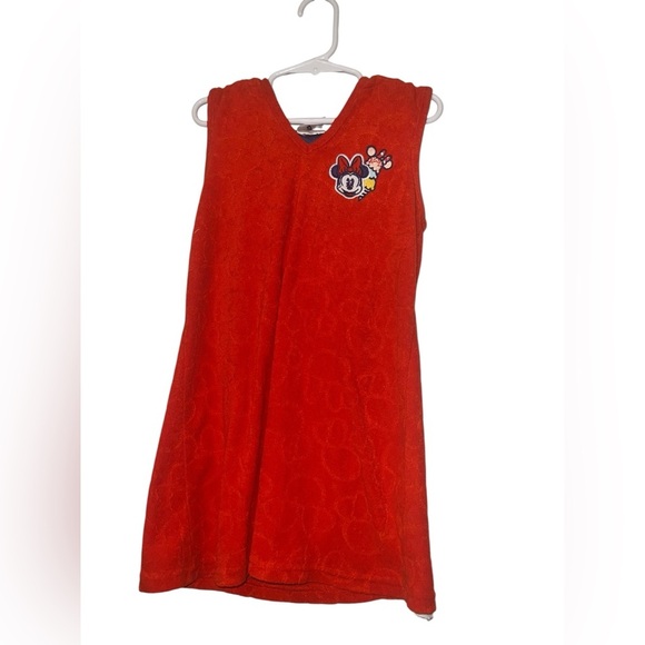 Disney store red terry hooded coverup hidden Minnie embroidered sz 5-6 - Picture 1 of 4